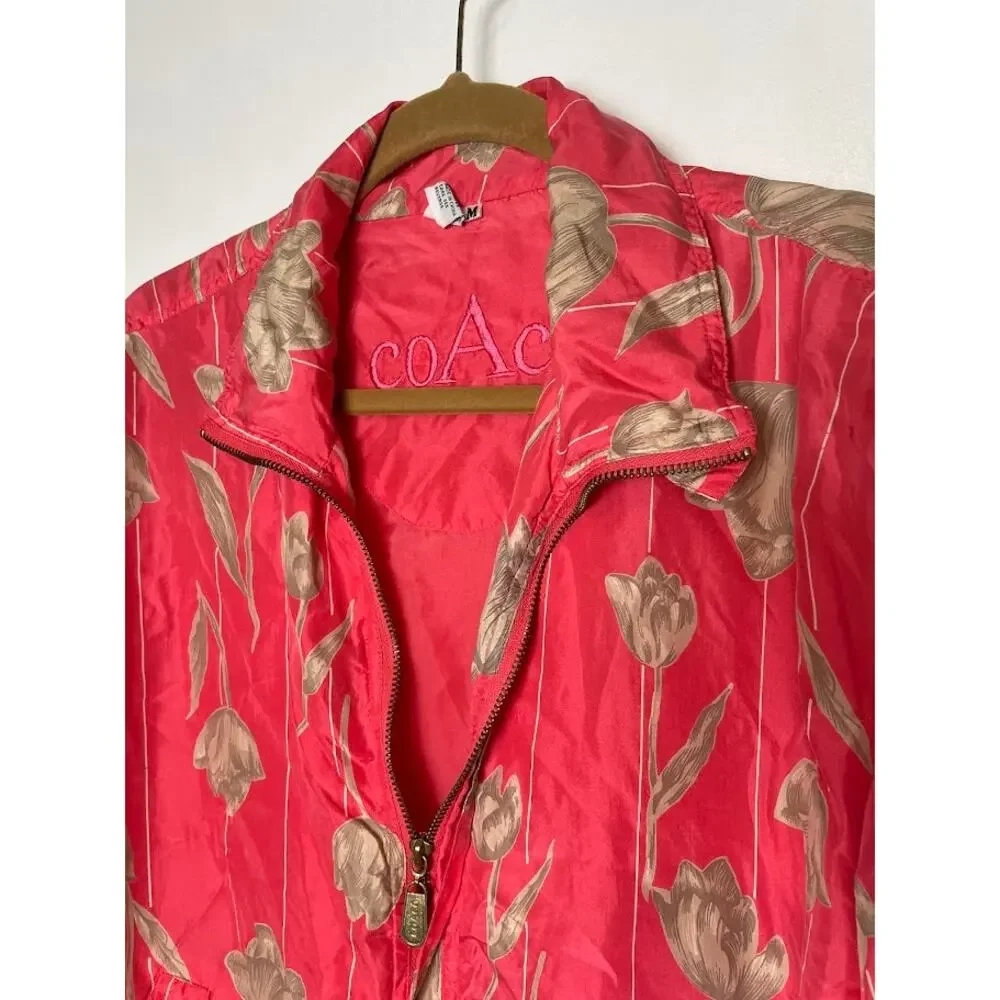 coAco Silk Tulip Windbreaker Jacket Womens M Pink Coral Y2K Light Weight Coat